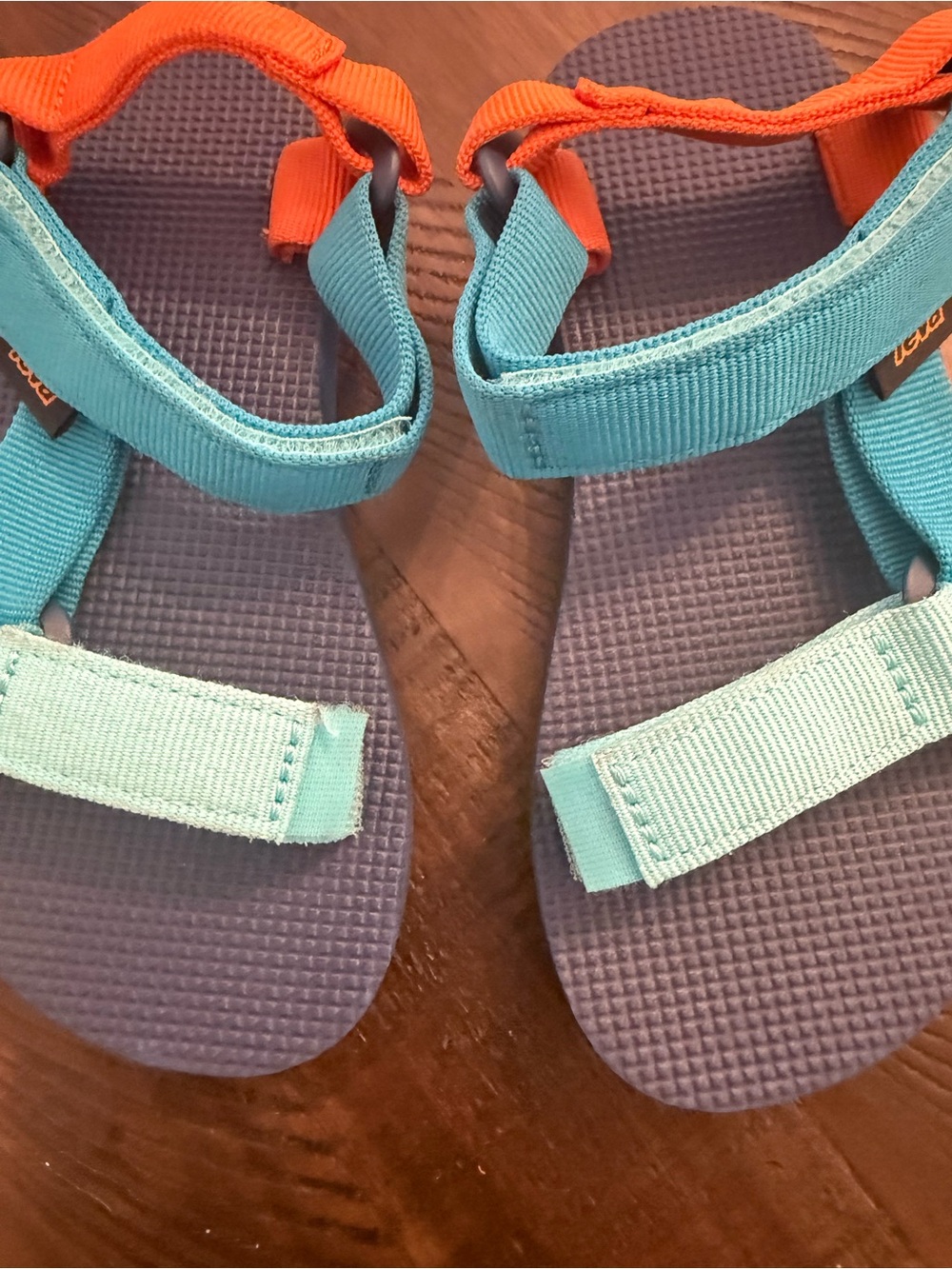 Teva Kids Teal, Light Blue & Orange Strap Sport Kids' Original Universal Sandals - Picture 3 of 6